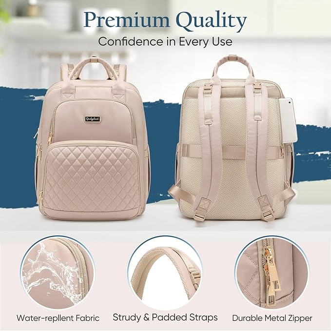 Diaper Bag Backpack - Extra Large Diaper Bag for 2 Kids Twins (Expandable 30L-38L) - Cute Travel Baby Backpack with Changing Pad for mens women (Quilted, Water Resistant)