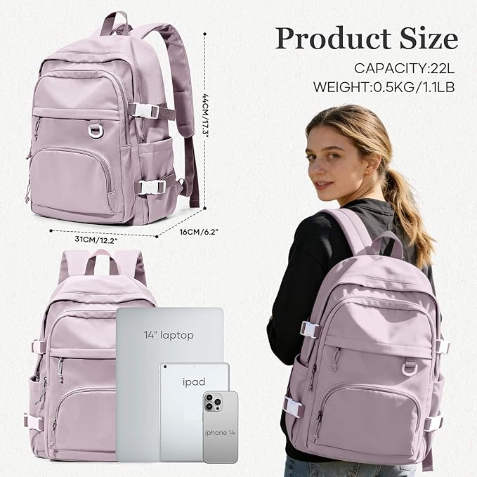 Lightweight College Backpack for Women Men Cute School Bag for Teens Girls Boys High School Backpack for Students Waterproof Casual Daypack Backpack（Purple）