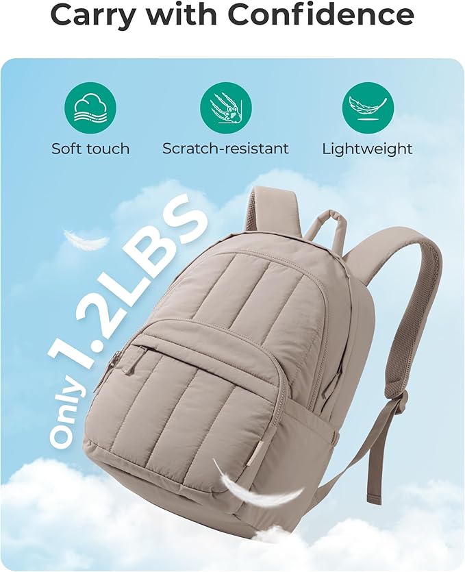 BAGSMART Womens Backpack Travel Laptop Backpack for Women, Quilted College Laptop Bookbag, Work Back Pack for Women, Cute Computer Water-Resistant Casual Daypack, Puffer Rose Purple