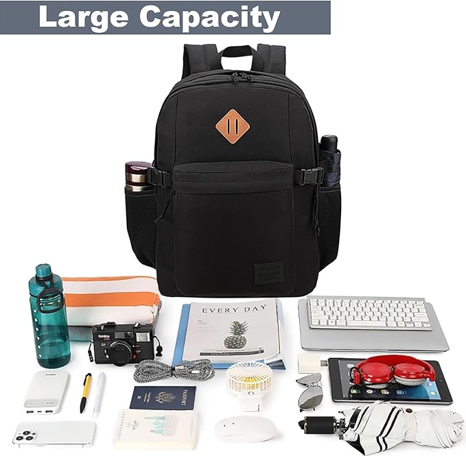 SUPACOOL Black Backpack For School, Bookbag for Boys, Girls and Kids, Boys backpacks, Laptop Compartment,Travel Backpack for Men and Women(Black) | For School, Bookbag, Boys backpacks, Travel Backpack