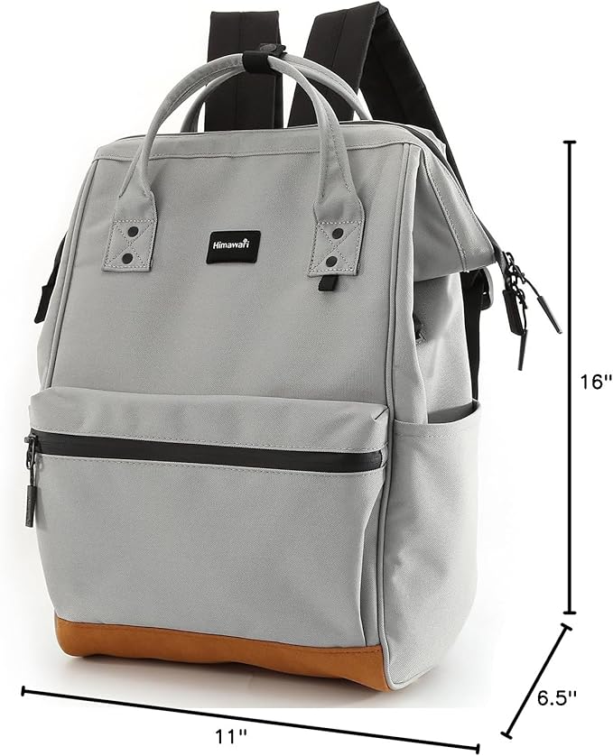 Himawari Travel School Backpack with USB Charging Port 15.6 Inch Doctor Work Bag for Women&Men College Students(124#-07# Gray, Regular)