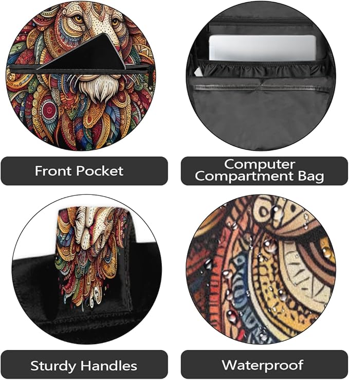 Pardick Animal Lion Backpack for Kids Girls Boys Lightweight School College Students 18in Bookbag Large Capacity Computer Backpacks Laptop Rucksack Travel Gym Hiking Camping Daypack