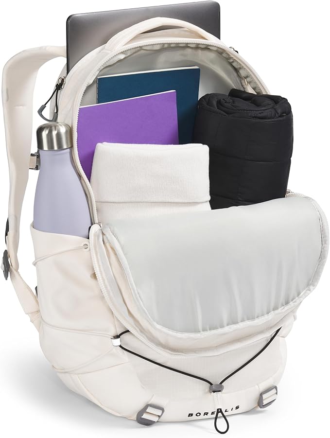 The North Face Women's Borealis Commuter Laptop Backpack - Everyday Travel Bag, Laptop Sleeve, Reflective Details, Gardenia White/TNF Black-NPF, One Size