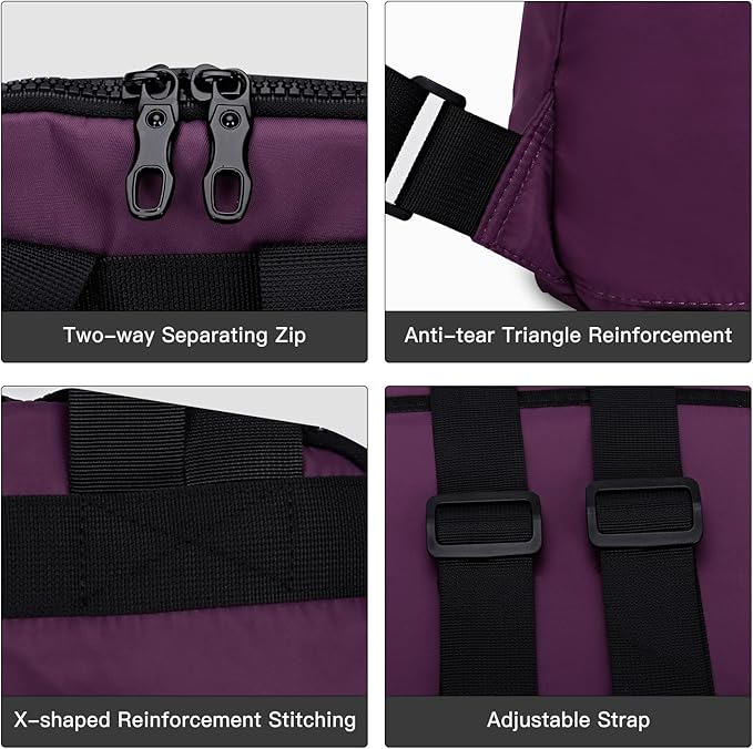 Women’s Backpack Purse Medium Size with Trolley Sleeve, Adjustable Strap/Top Handle, Water Resistant Travel Daypack, Purple