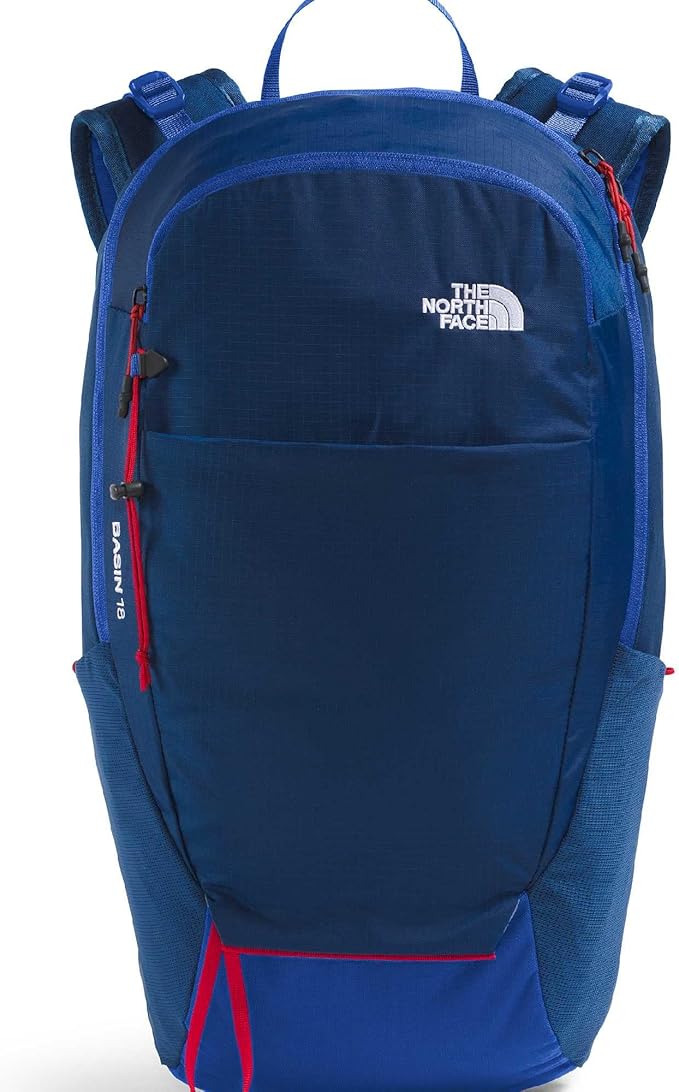 The North Face Basin 18 Liter Technical Daypack with Rain Cover - Unisex Backpack, Sternum Strap, Hiking Pole Attachment, Estate Blue/TNF Blue, One Size