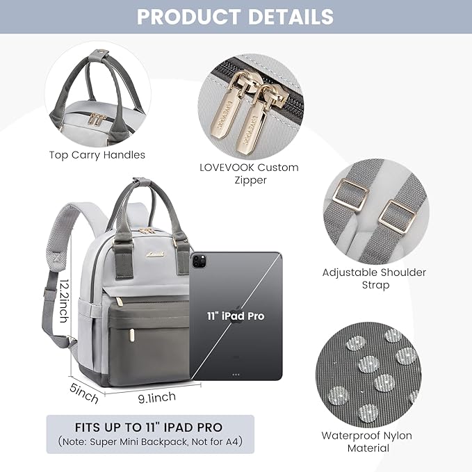 LOVEVOOK Mini Backpack for Women Stylish Waterproof Backpack Purse with USB Port, Cute Daypack for College Travel Party