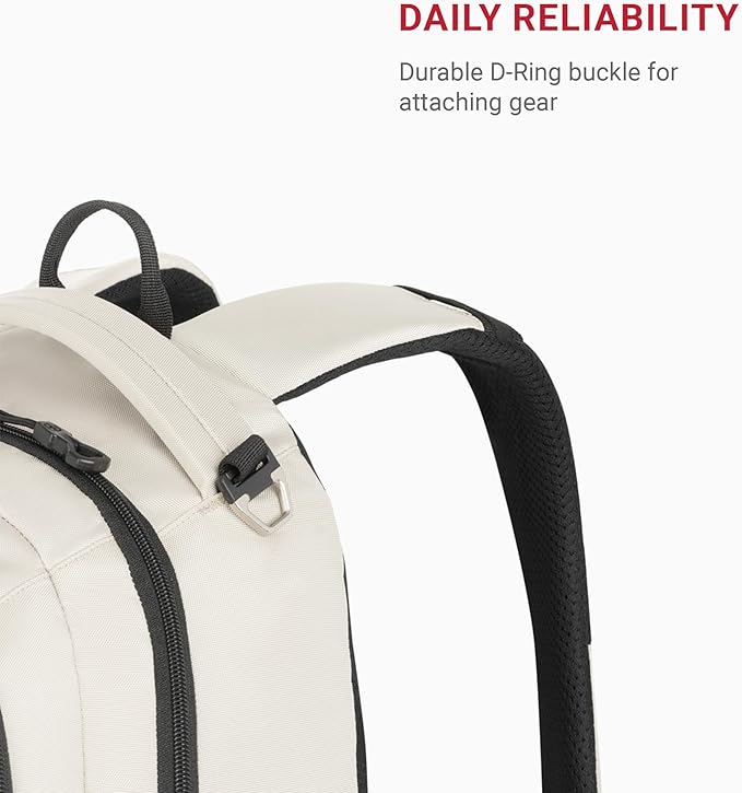 SwissGear 1186 Special Edition 13” Laptop Backpack Cream/Black– Compact Tech Bag with Reflective Accents – Multiple Organizer Pockets with Bungee Cords & D-ring Attachment Point