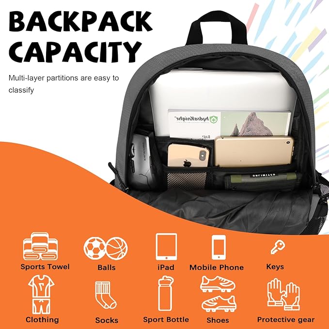 Goloni Basketball Bag,Large Sports Bag with with Separate Ball & Shoe Compartments,Gym Bag for Basketball,Soccer,Volleyball