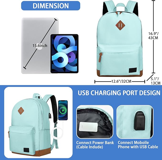 Goloni Backpack for Men Women, Anti-Theft Travel Laptop Backpack, Water Resistant 17.3 Inch USB Charging Backpack, Large Capacity Work Commute Bag