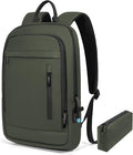 Business Backpack for Men Lightweight Commute Laptop Backpack Anti-Theft Water Resistant Backpack for 17.3 Inch Computer for Daily Office Work with Small Bag (Green, 17.3")