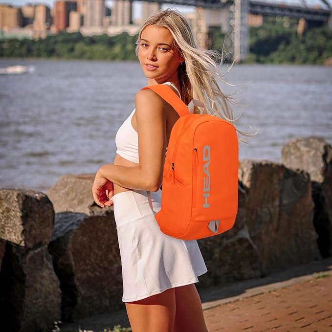 HEAD Waterproof Gym Backpack for Women, Compact Sport Backpack for College/Hiking/Fitness/Outdoor/Daily, (Orange)