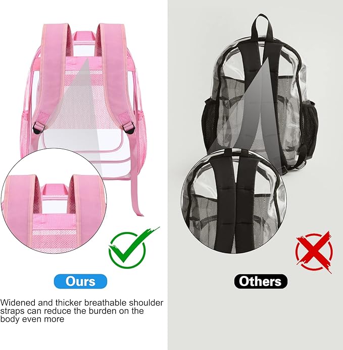 HEEYA Clear Backpack Heavy Duty Transparent Backpack for Security, Sports, Work, Travel, Stadium