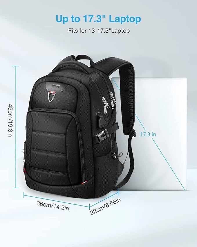 HOMIEE Laptop Backpack Extra Large Travel Backpack for Men Women, Anti Theft Slim Durable College School Computer Bag with USB Charging Port