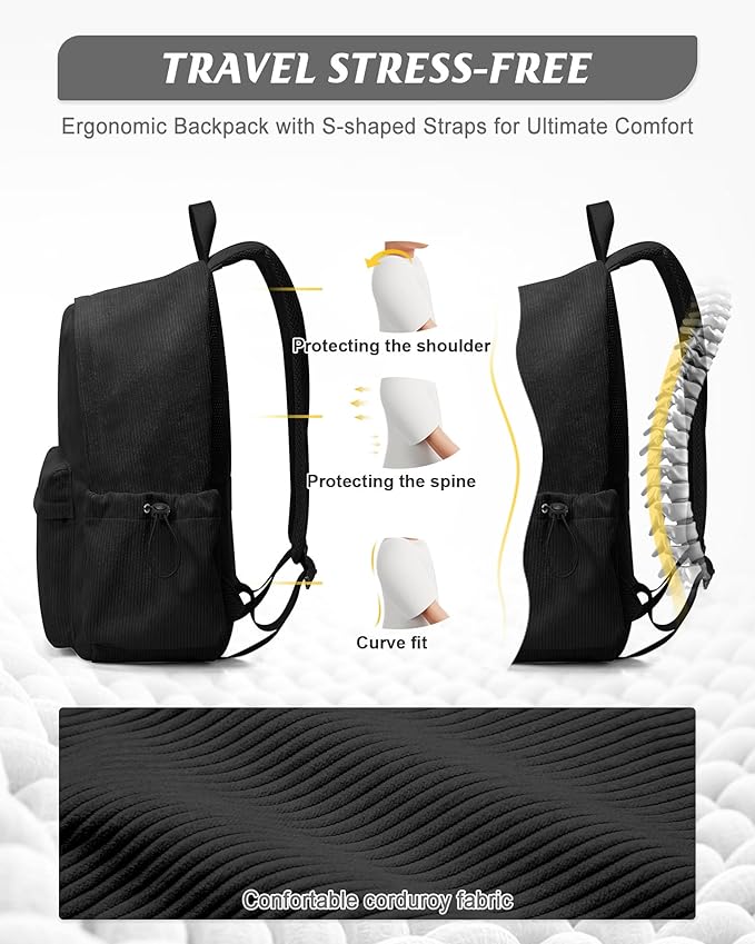Classic Black Backpacks For School Teens Girls Boys, Lightweight Casual Daypacks Middle Students Backpck, Cute High School Bookbag, Simple College Backpack for Women Men