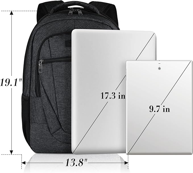 BIKROD Travel Laptop Backpack, 17 Inch Extra Large School Backpacks for Teen Boys and Girls, Black Water Resistant Women Back Pack, Business Men Sturdy Computer Bag