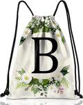 Initial Letter Drawstring Backpack String Sports Gym Bags Waterproof Sackpack Cute for Men Women Beach (13"×17") (Letter-B)