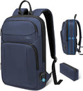 Backpack for Men Slim & Expandable Travel Laptop Backpack with USB Charging Port Water Resistant Anti-Theft Business Backpack Fits 15.6In Laptop for Commute Work College with Small Bag(Navy Blue)