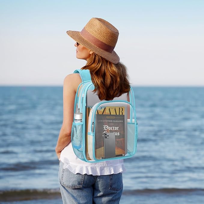 HEEYA Clear Backpack Heavy Duty Transparent Backpack for Security, Sports, Work, Travel, Stadium
