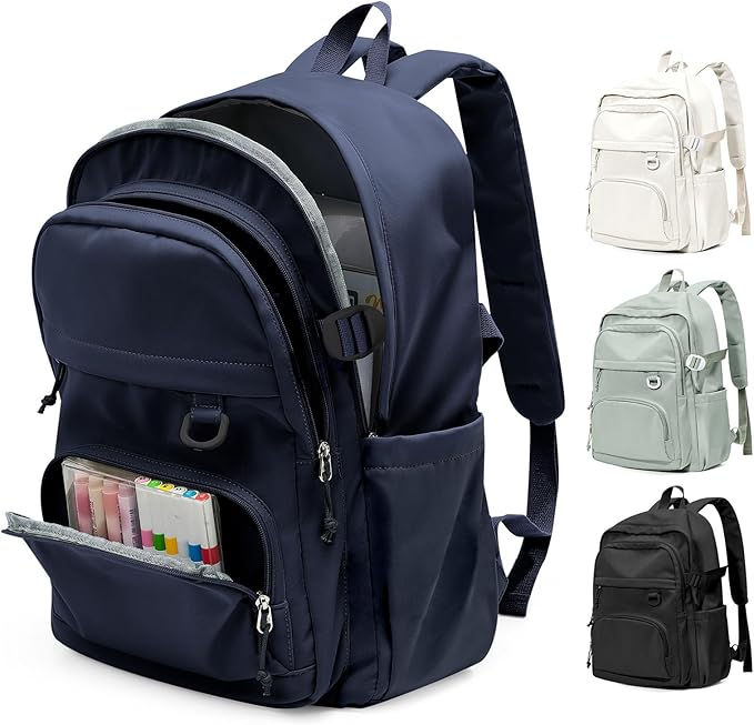 Lightweight Backpack for College & High School Backpack With Lots of Pockets Cute School Bag for Girls Boys, Large Capacity Bookbag for Women Men, Waterproof Teens Casual Daypack Backpack(Dark Blue)