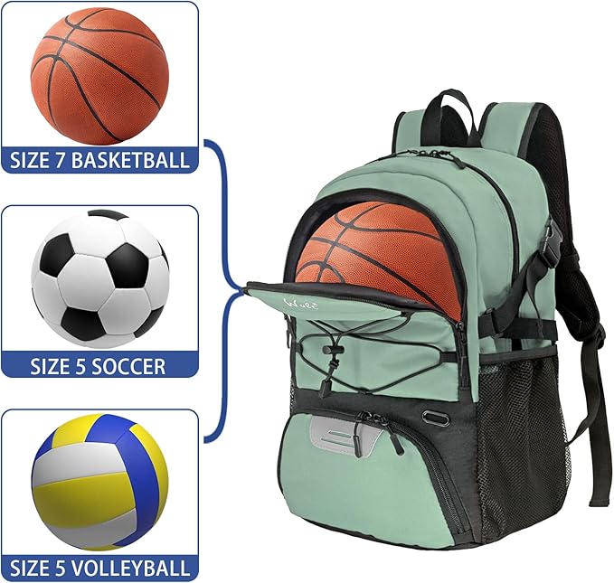 WOLT Basketball Backpack Large Sports Bag with Separate Ball Holder & Shoes Compartment, Best for Basketball, Soccer,Gym