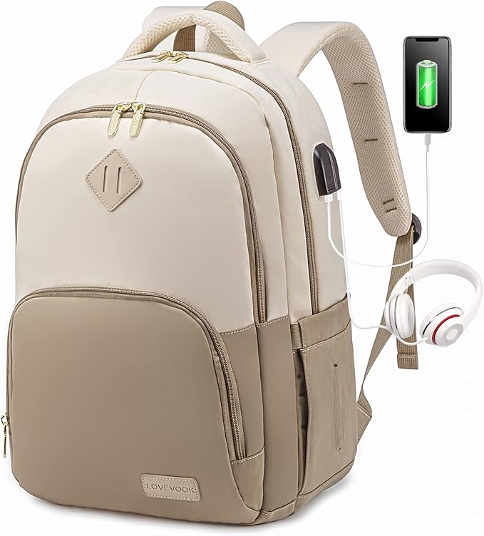 LOVEVOOK School Backpack for Women Classic Backpack with 15.6" Laptop Compartment Lightweight Bookbag for College Work High School