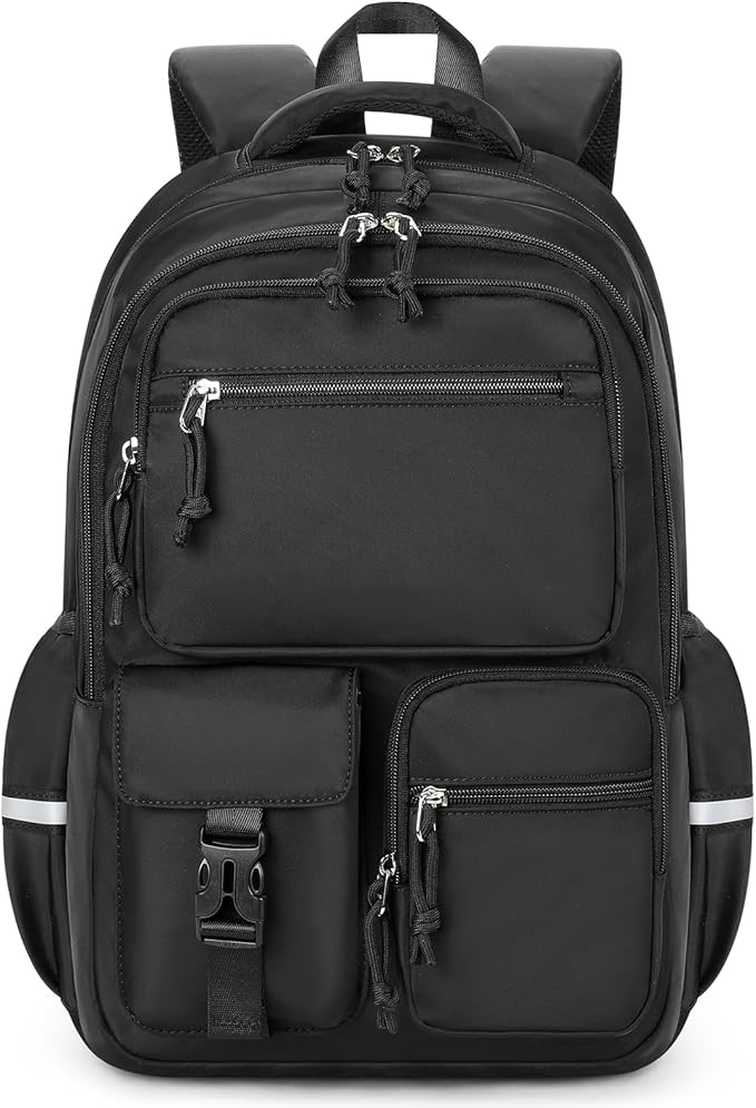 mibasies School Backpack for Teen Girls: 17.9 IN Backpack for Women with Laptop Compartment for Middle High Elementary School College Travel- Kids Bookbag Black