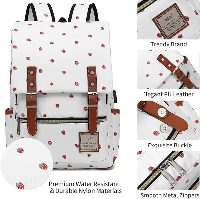 YGR Floral Laptop Backpack for Women, Female, School, Travel, Business, Outdoor Sports, Office, Work