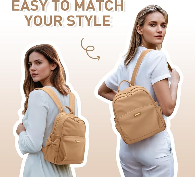 Mini Backpack for Women Small Backpack Purse Cute Stylish Lightweight Daypack for College Work Travel Party,12.9Inch,Earthen Brown