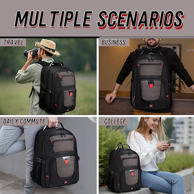 Z-MGKISS Travel Backpack, TSA Airline Approved, Travel Laptop Backpack with USB Charging Port, Large,Grey