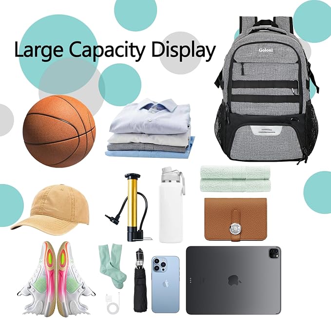 Soccer Backpack for Men and Women,Sports Bag with Ball Compartment,Gym Backpack with Shoe Compartment