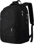 School Laptop Backpack for Women Men: 15.6 Inch College High School Backpacks with USB Charging Port Waterproof Travel Back Pack with Anti-theft Pockets Casual Work Daypack for Boys Students (Black)