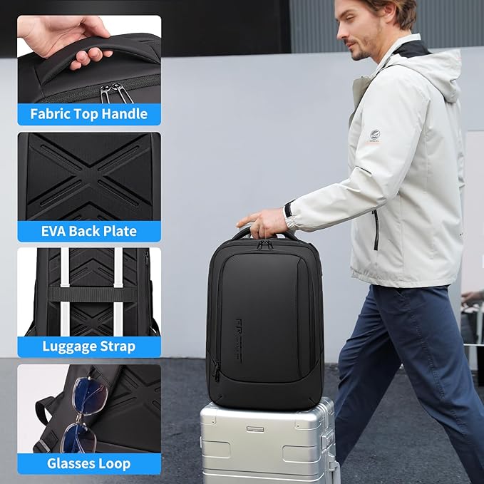 FENRUIEN Laptop Backpack for Men, 15.6 Inch Work Backpack, Water-Resistant 1800D Oxford for Office/Commute/Travel