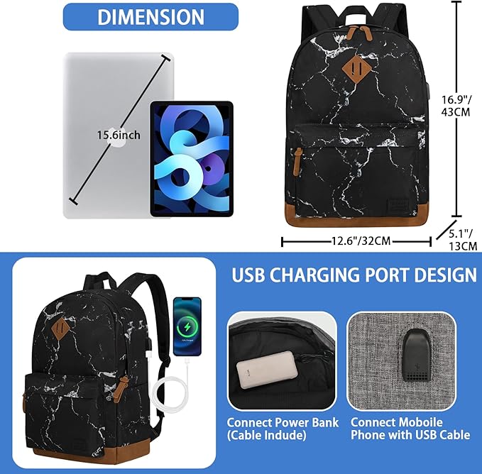 Goloni Backpack for Men Women, Anti-Theft Travel Laptop Backpack, Water Resistant 17.3 Inch USB Charging Backpack, Large Capacity Work Commute Bag