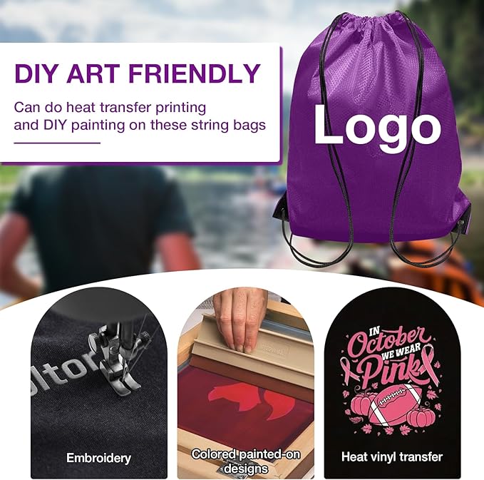 HIIXHC 2 Pack Purple Drawstring Backpacks, Cinch Bag, Lightweight & Washable Sackpack, Perfect for Gym, Sports, Travel - Men & Women,X-Large 22.4"x17.5"