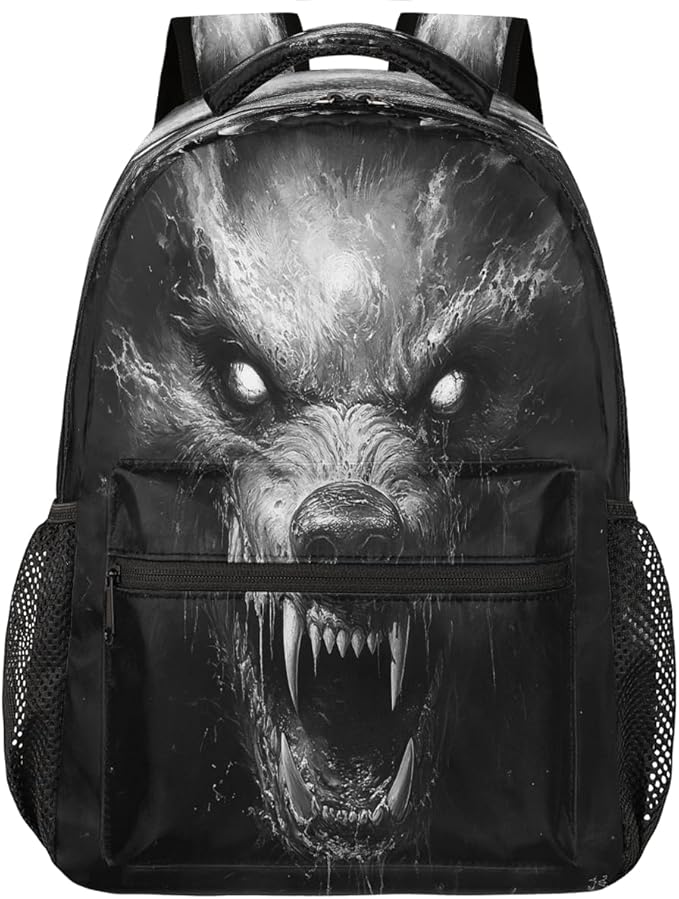 Pardick Monster Horror Backpack for Kids Girls Boys Lightweight School College Students 18in Bookbag Large Capacity Computer Backpacks Laptop Rucksack Travel Gym Hiking Camping Daypack