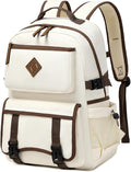 Laptop Backpack 15 -17 Inch for Women Men Large College Bookbag Elementary Middle High School Bag for Kids Teens Girls Boys Student Waterproof Travel Backpacks Book Rucksack Work Daypack Beige