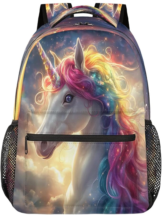 Pardick Unicorn Galaxy Cute Backpack for Kids Girls Boys Lightweight School College Students 18in Bookbag Large Capacity Computer Backpacks Laptop Rucksack Travel Gym Hiking Camping Daypack