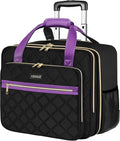 Ytonet Rolling Laptop Bag, 17.3 Inch Rolling Briefcase for Women, Water Resistant Computer Bag with Wheels for Work Travel College Business Overnight Wife Mom Teacher, Black Purple