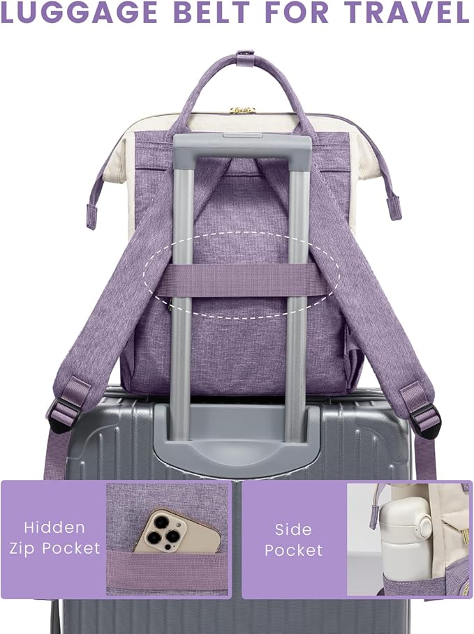 LOVEVOOK Mini Backpack for Women, Cute Small Backpacks Purse, Fashion Bag for Work Travel Gift, Lightweight Daypack, White-Purple