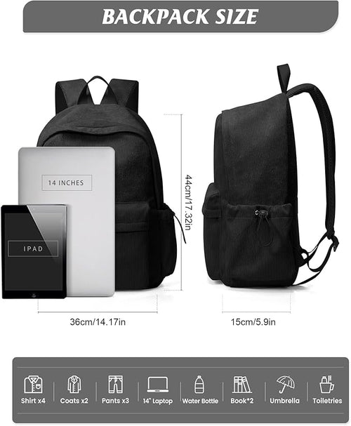 Classic Black Backpacks For School Teens Girls Boys, Lightweight Casual Daypacks Middle Students Backpck, Cute High School Bookbag, Simple College Backpack for Women Men