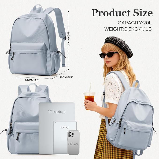Middle School Backpack For Men Women Simple Backpack For College Students Aesthetic High School Bag Waterproof Bookbag For Teens Girls Boys（Blue）