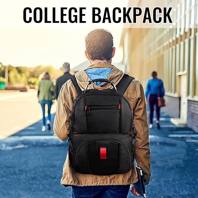 YOREPEK Large Backpack for Men, Extra Large Laptop Backpacks for Men Women, Water Resistant Travel Backpack Airline Approved Business Work Bag Fits 17 Inch Computer, Black