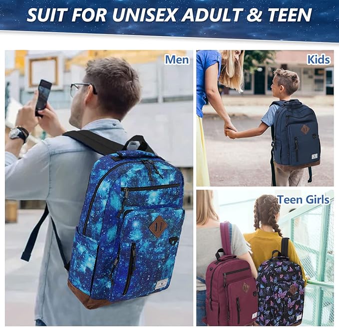 VX VONXURY Backpack for Men Women,Lightweight Bookbag with Mulitiple Pockets,Classical Water Resistant Travel Backpack