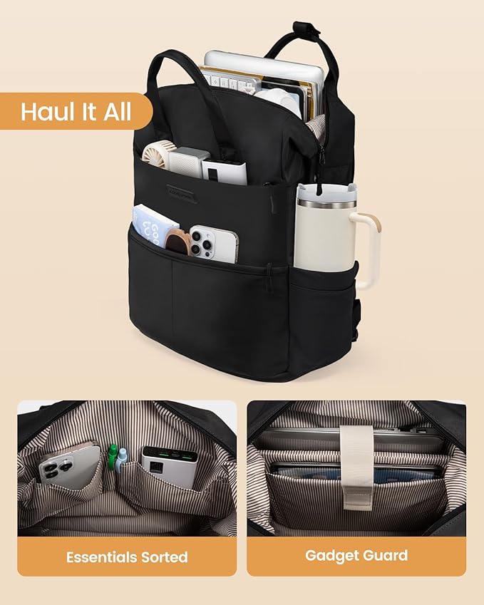 LOVEVOOK Laptop Backpack for Women, 17.3 Inch Work Travel Black Business Backpack Purse for School College Bookbag for Teen Girls Computer Backpack for Teacher Nurse