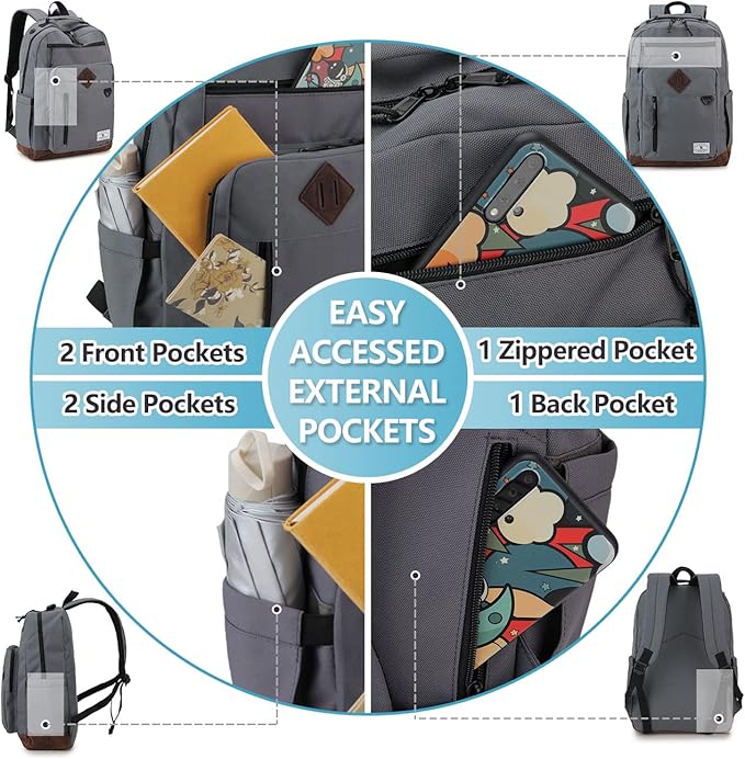 VX VONXURY Backpack for Men Women,Lightweight School Bookbag with Mulitiple Pockets,Classical Water Resistant Travel Backpack for Girls Boys