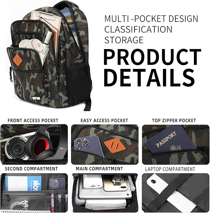 Classic Backpack for Men Women, School Backpack for Girls Boy Teens,15.6 Inch Laptop Bookbag with Reinforced Straps for College High School Work Business Computer Book Bag,mochilas para hombres