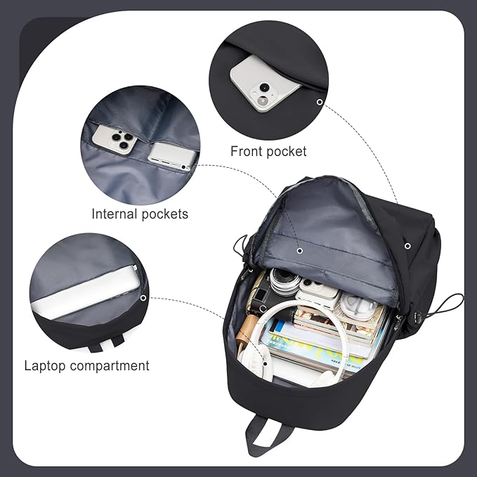 coofay Large Black Backpack For Women Small Backpacks For School Bag School Backpack For College Bookbag For Women Waterproof Gym Backpack For Men Book Bags