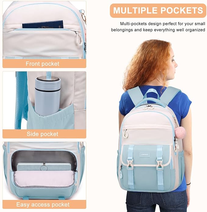 Big Student Laptop Backpack for Teen Girls & College Women - Large High School Bookbag, Ergonomic Travel Daypack, Water-Resistant, Sturdy School Bag