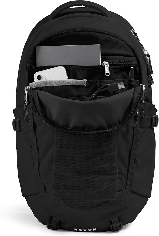 The North Face Women's Recon Everyday Laptop Backpack - Commuter Travel Bag, 18" Laptop Sleeve, Water-Repellent, TNF Black/TNF Black-NPF, One Size