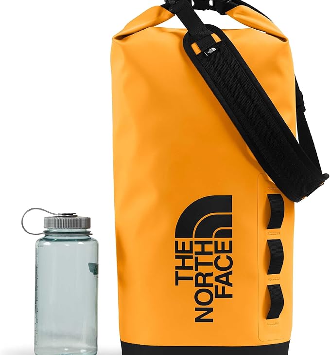 The North Face Base Camp Dry Bag - Roll-Top Waterproof Stuff Sack, Ideal for Camping Gear & Kayak Accessories, Summit Gold/TNF Black, 18 Liters